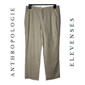 ANTHROPOLOGIE ELEVENSES‎ LINEN BLEND TROUSERS LIGHT TAN IN COLOR SIZE 2